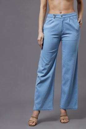 Acid Wash Denim Wide Fit Women's Jeans - Blue