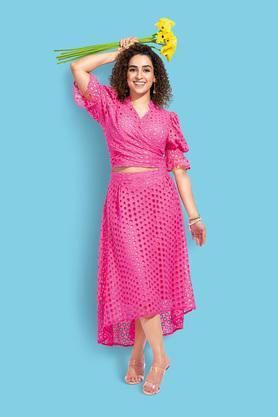 Sanya Malhotra Solid Cotton Regular Fit Women's Skirt - Fuchsia