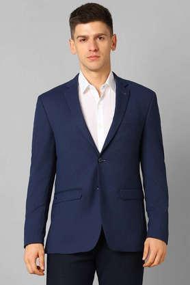 Textured Polyester blend Regular Fit Men's Work Wear Blazer - Blue
