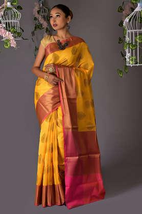 firozi-printed-antique-zari-firozi-mughal-buta-banarasi-silk-saree-with-blouse-piece---yellow
