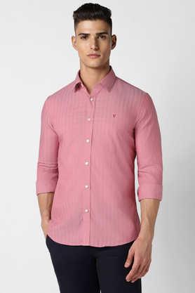 Stripes Cotton Slim Fit Men's Casual Shirt - Pink