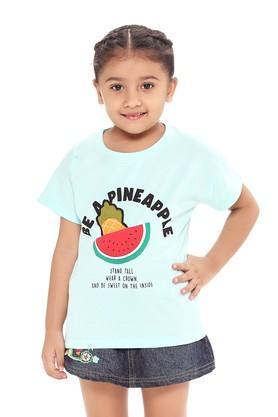 Girls T-Shirt With Watermelon Applique - Mint