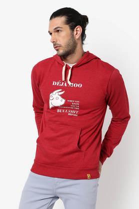 printed-cotton-hooded-men's-sweatshirt---maroon