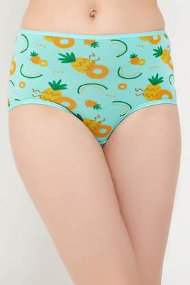 High Waist Fruit Print Hipster Panty in Sky Blue - Cotton - Blue