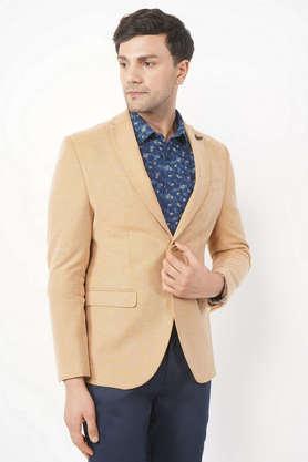 dobby-cotton-slim-fit-men's-casual-wear-blazer---yellow
