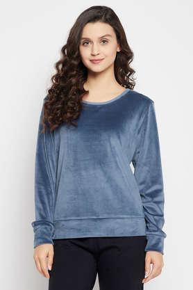 Chic Basic Sweatshirt in Navy - Velour - Blue