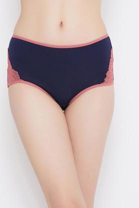 Solid Cotton High Rise Women's Hipster Panties - Blue