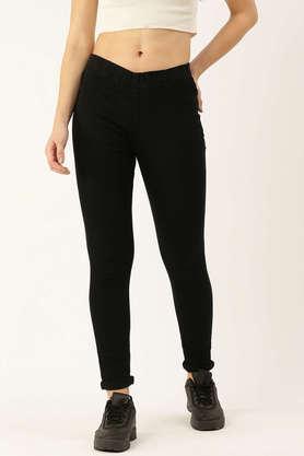 Mid Rise Rayon Slim Fit Women's Jegging - Black