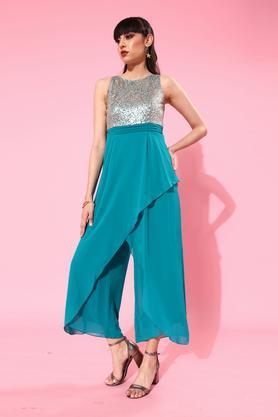 embellished-georgette-relaxed-fit-women's-jumpsuit---turquoise