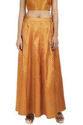 Mustard Banarasi Maxi Skirt - Yellow
