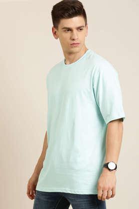 solid-cotton-tailored-fit-men's-oversized-t-shirt---blue