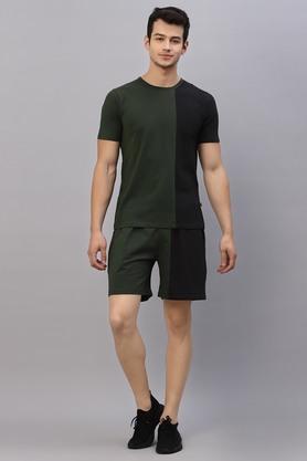 Solid Cotton Mens Night Suit - Bottle Green