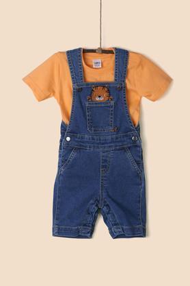 Solid Cotton Regular Fit Infant Boys Clothing Set - Mid Stone