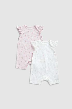 Solid Cotton Infant Girls Rompers - White