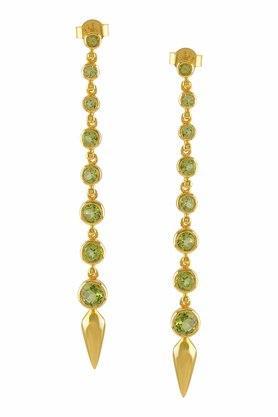 Sterling Silver Gold Plated Peridot Ascending Earrings