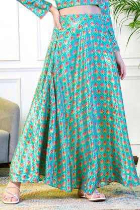 Regular Fit Ankle Length Polyester Women's Festive Wear Skirt - Teal