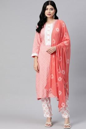 Printed Rayon Regular Fit Women's Kurta Set - Pink