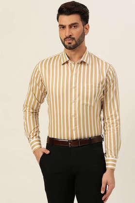 Stripes Cotton Regular Fit Men's Casual Shirt - Tan