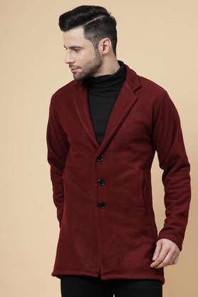 Solid Cotton Oversized Fit Men's Winter Wear Overcoat - Maroon