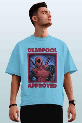 Deadpool Approved Round Neck Mens Oversized T-Shirt - Sky Blue