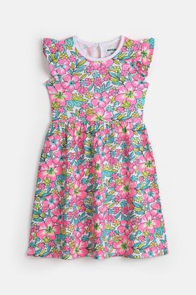 Floral Print Cotton Summer Dress for Girls - Multi