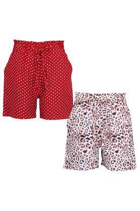 Printed Polyester Regular Fit Girls Shorts - Red