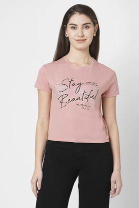 printed-cotton-round-neck-women's-t-shirt---baby-pink