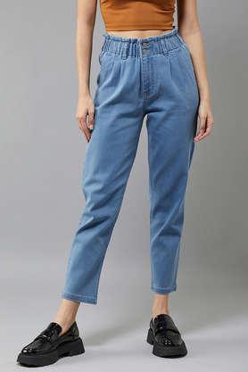 high-rise-denim-tapered-fit-women's-jeans---blue-denim