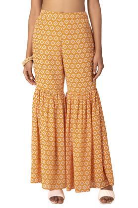 printed-georgette-regular-fit-womens-ankle-length-sharara---yellow