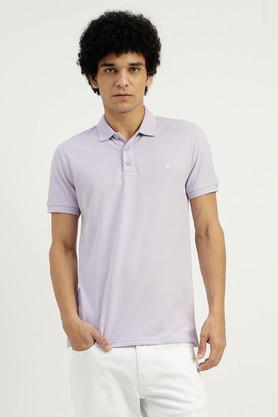 Textured Cotton Polo Men's T-Shirt - Purple