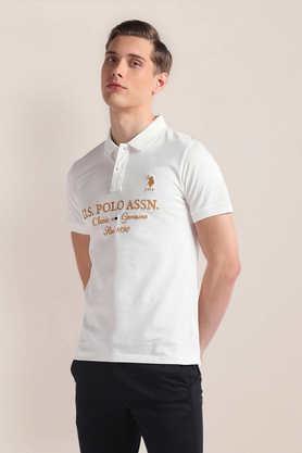 Solid Cotton Polo Men's T-Shirt - White