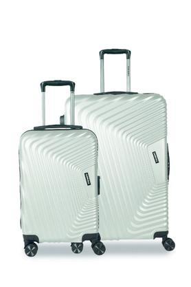 Notch Set of 2 Polycarbonate Silver Trolley Bags(55 cm,65 cm) With 8 Wheels And TSA Lock - Silver