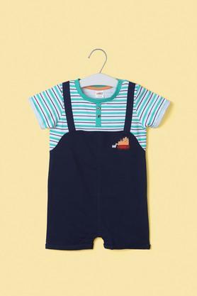 Stripes Cotton Round Neck Infant Boy's Rompers - Multi