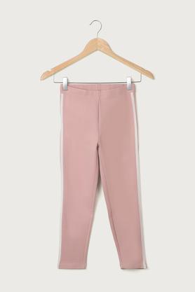 Solid Cotton Stretch Regular Fit Girls Track Pants - Blush