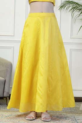 Regular Fit Ankle Length Polyester Women's Festive Wear Skirt - Yellow