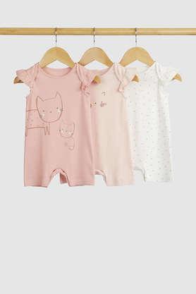 Solid Cotton Infant Girls Rompers - Pink