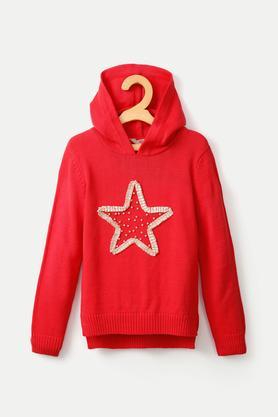 embellished-acrylic-hood-girls-sweater---coral