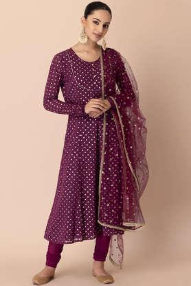 embellished-full-length-mesh-woven--women's-dupattas---maroon