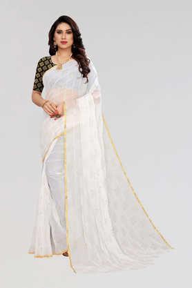 Printed Chiffon Designer Women's Saree with Blouse Piece - White
