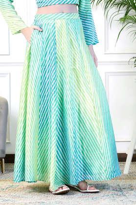 Regular Fit Ankle Length Polyester Women's Festive Wear Skirt - Sea Green
