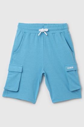 Solid Polyester Regular Fit Boys Shorts - Blue