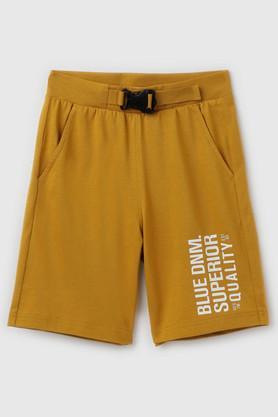 solid-cotton-regular-fit-boys-shorts---yellow