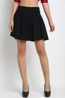 Regular Fit Mini Polyester Women's Casual Wear Skirt - Black