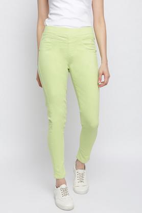 solid-cotton-lycra-skinny-fit-women's-jeggings---green