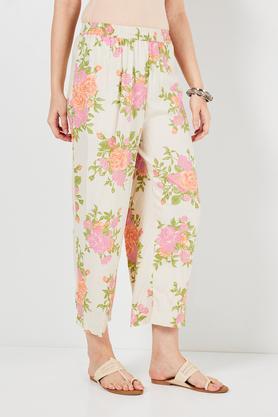 Printed Full Length Rayon Women's Palazzo - Off White