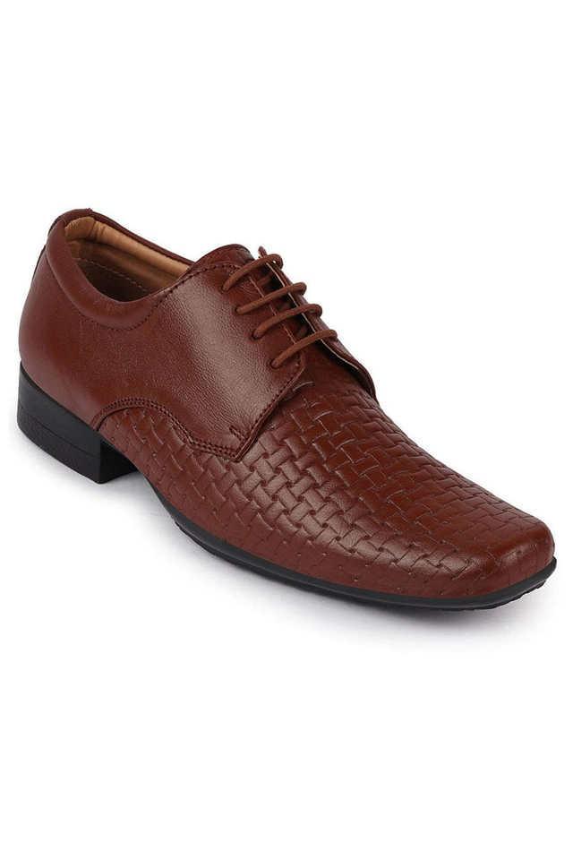 Leather Lace Up Men's Formal Wear Derby Shoes - Tan
