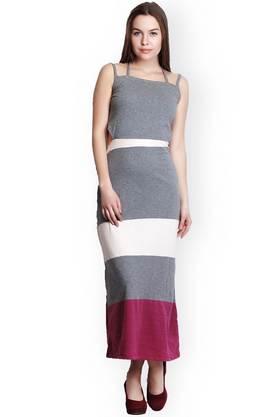 solid-cotton-strapless/tube-women's-knee-length-dress---grey