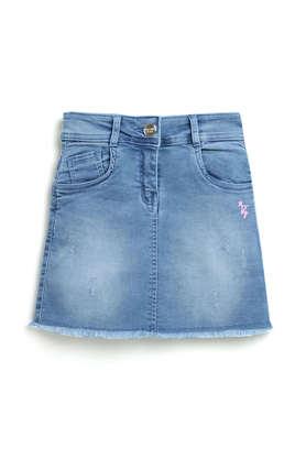 Solid Denim Regular Fit Boys Skirt - Light Blue