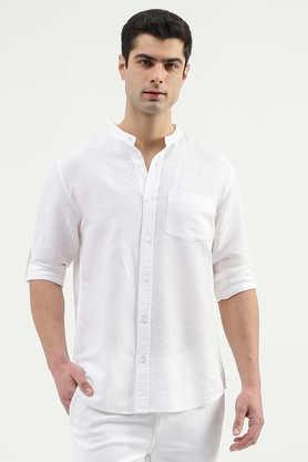 solid-cotton-regular-fit-men's-casual-shirt---white