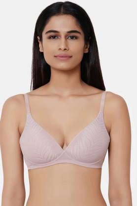 Non-Wired Fixed Strap Padded Womens Every Day Bra - Cream